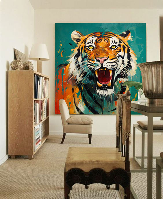 Dynamic Splash‑Ink Tiger Wall Art