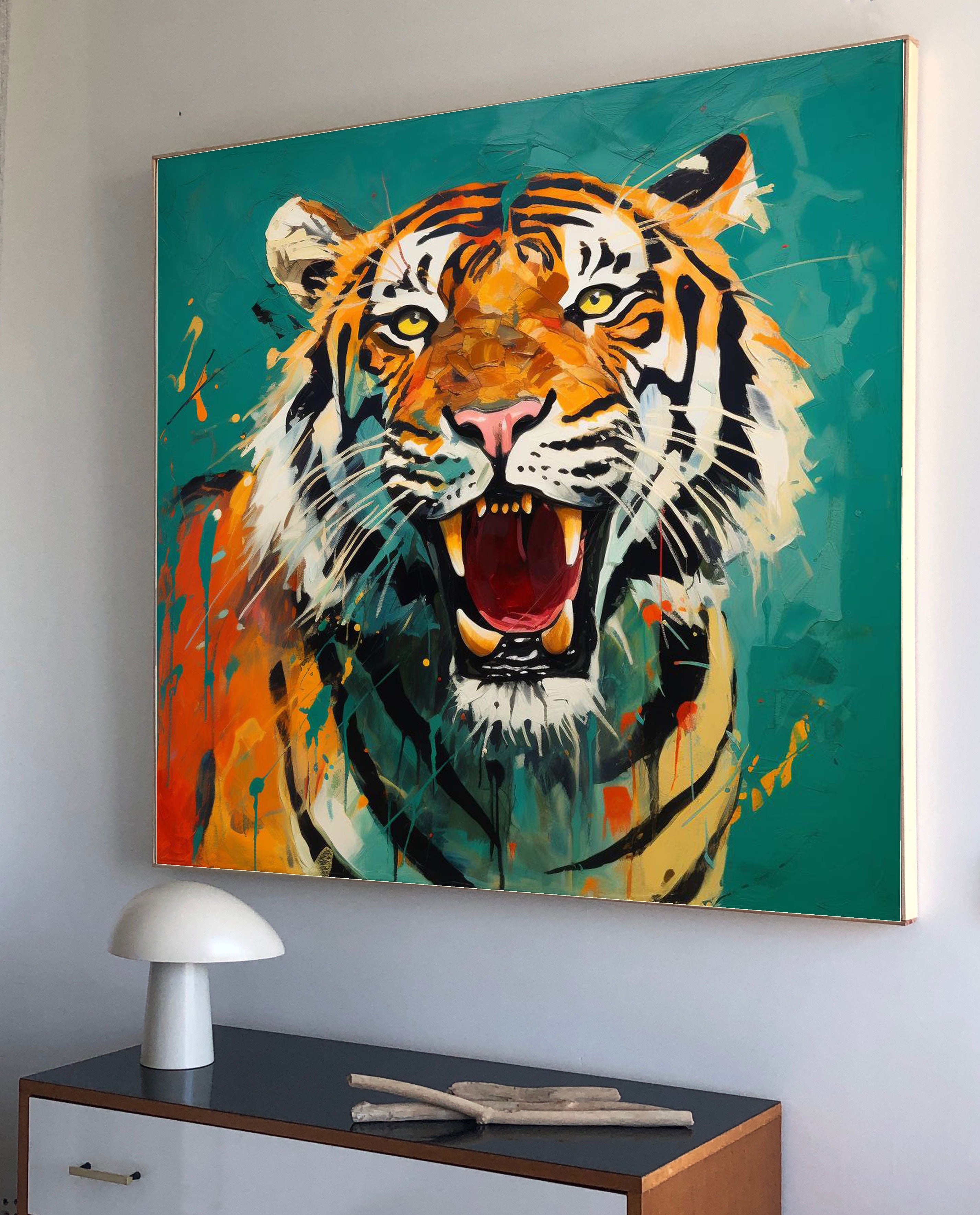 Dynamic Splash‑Ink Tiger Wall Art