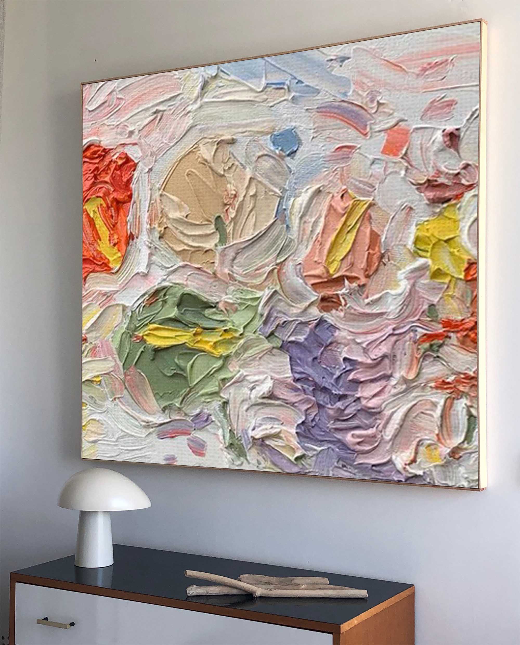 Colorful Floral Impasto Abstract Canvas Wall