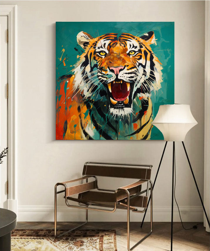 Dynamic Splash‑Ink Tiger Wall Art