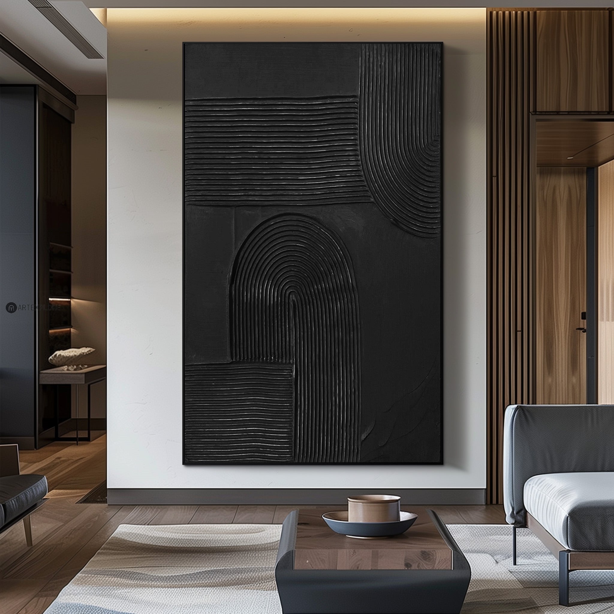 Bren Black Arch Geometric Canvas Art
