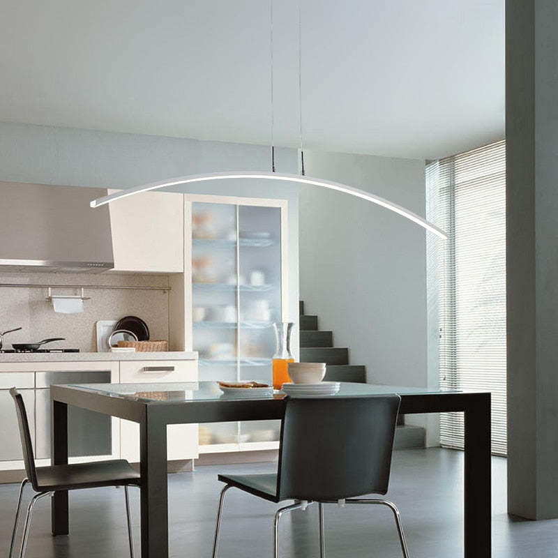 Arisha Curved Linear Pendant Light for Dining Room, Black/White - Neutralighting