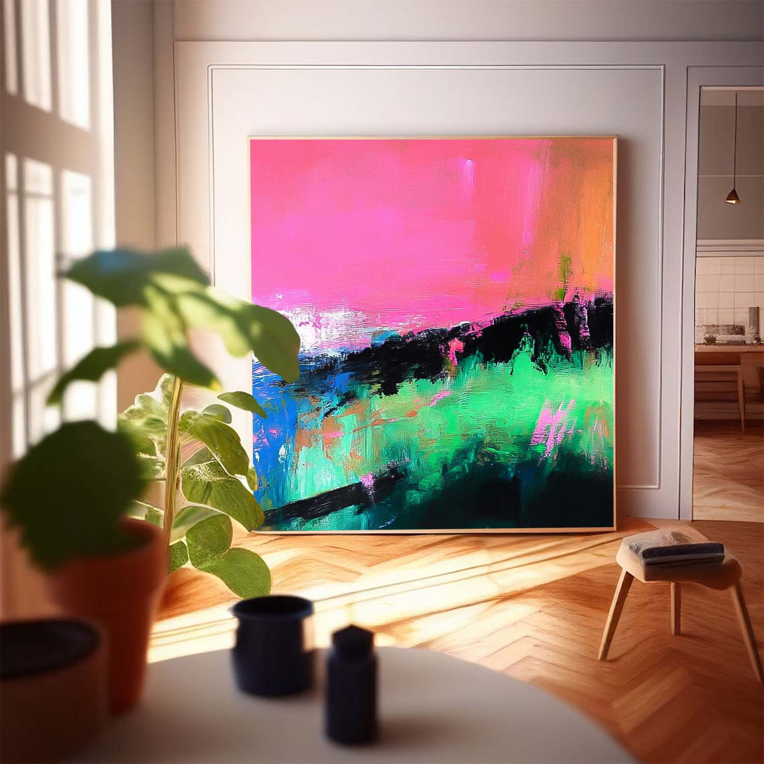 Wall Art Abstract Maximalist Neon Bohemian