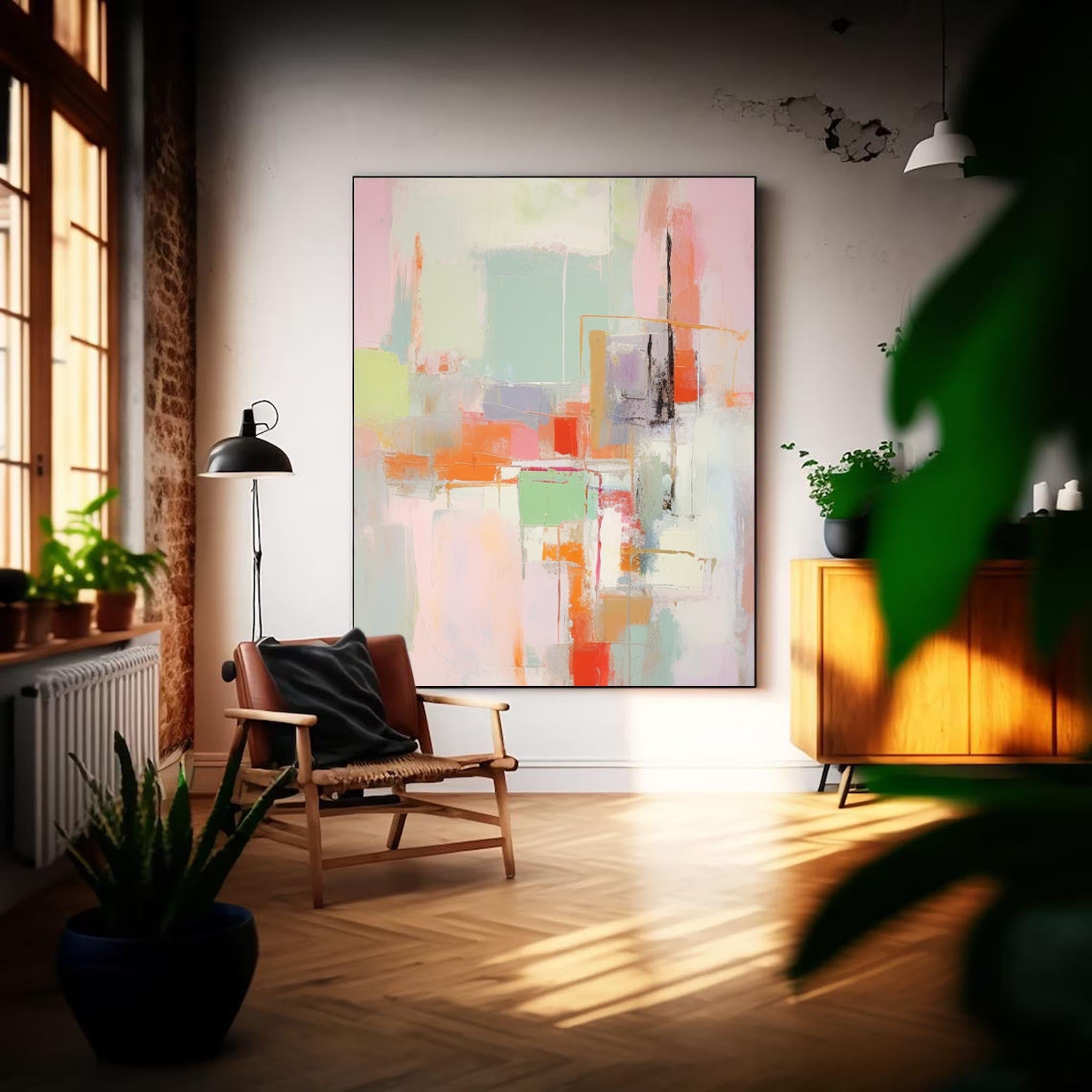 Wall Art Abstract Pastel Geometric Layer