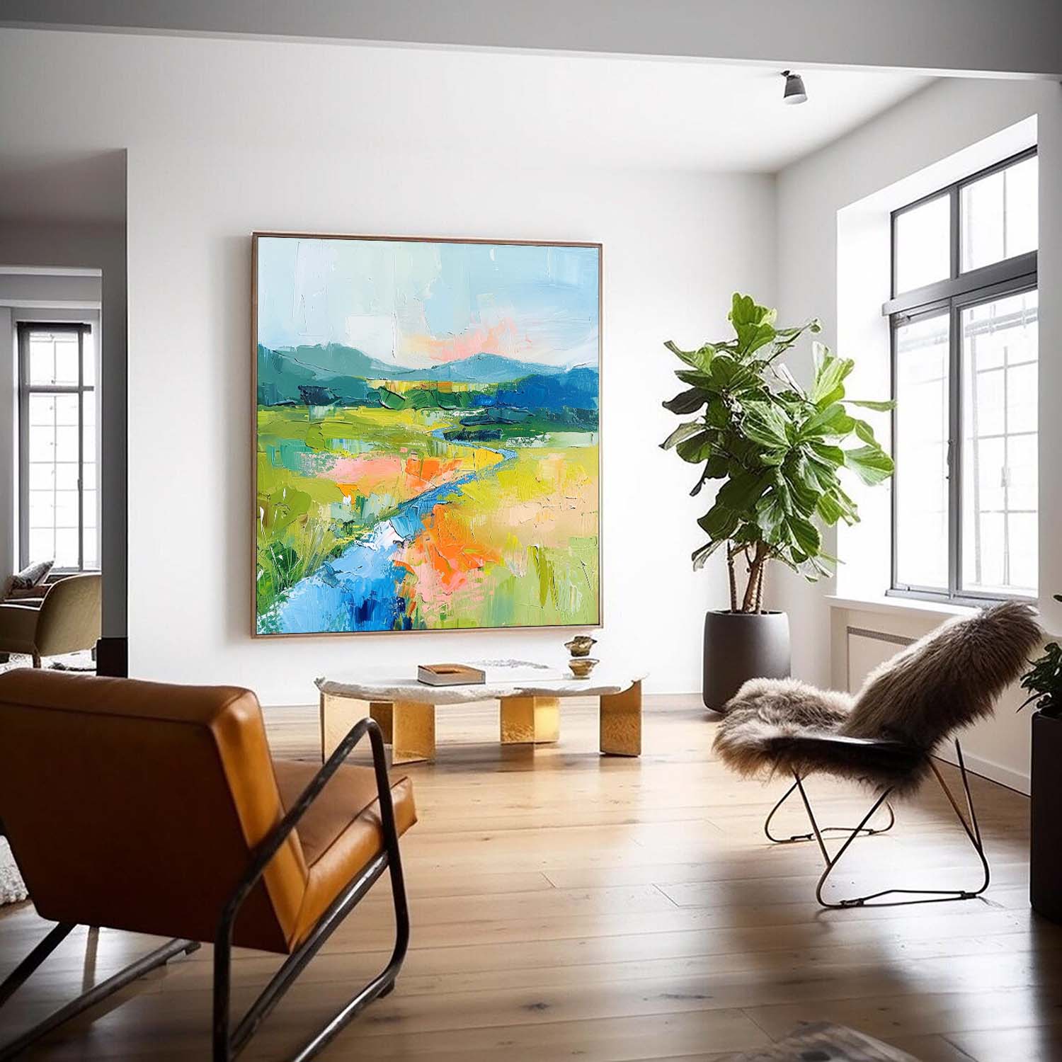 Wall Art Abstract Artistic Dopamine Mountain River