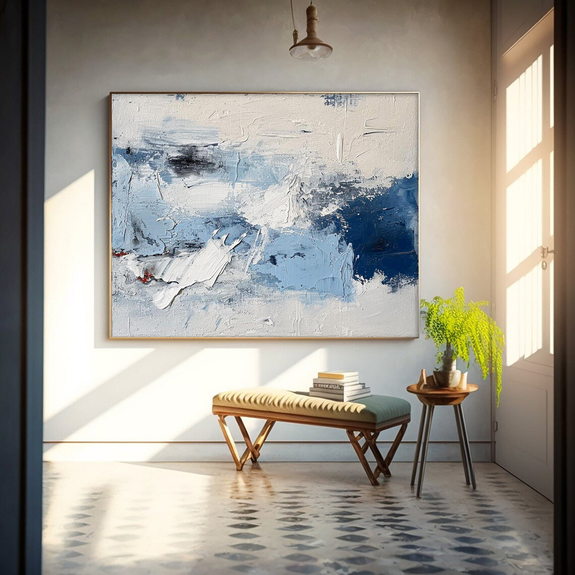 Wall Art Abstract Painterly Blue Impasto Modern