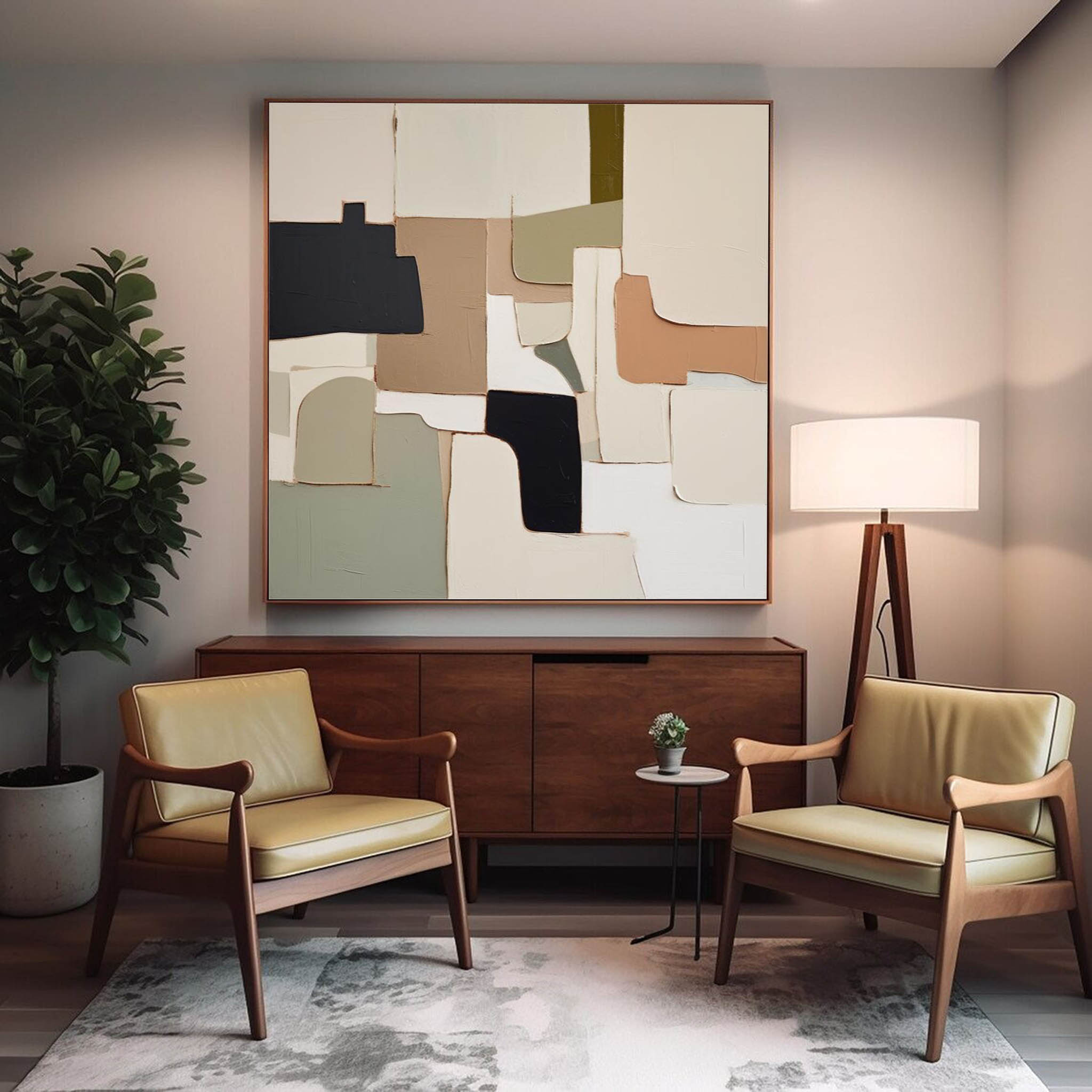 Wall Art Block Abstract Elegant Neutral