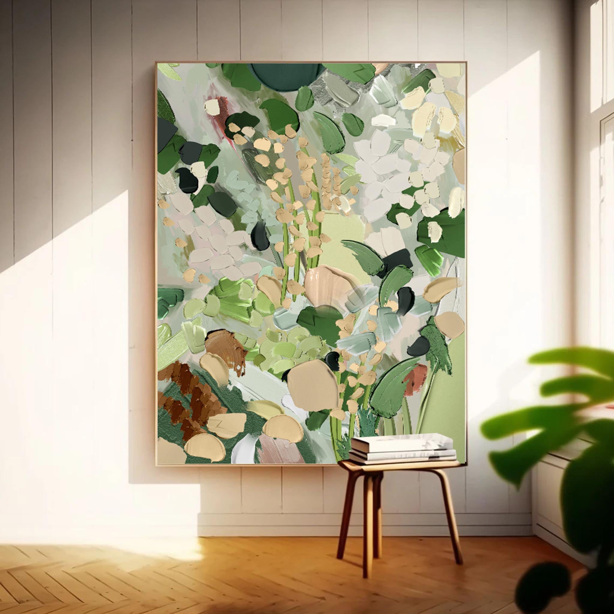 Wall Art Muted Green Tone Wild Spring Floral Bouquet