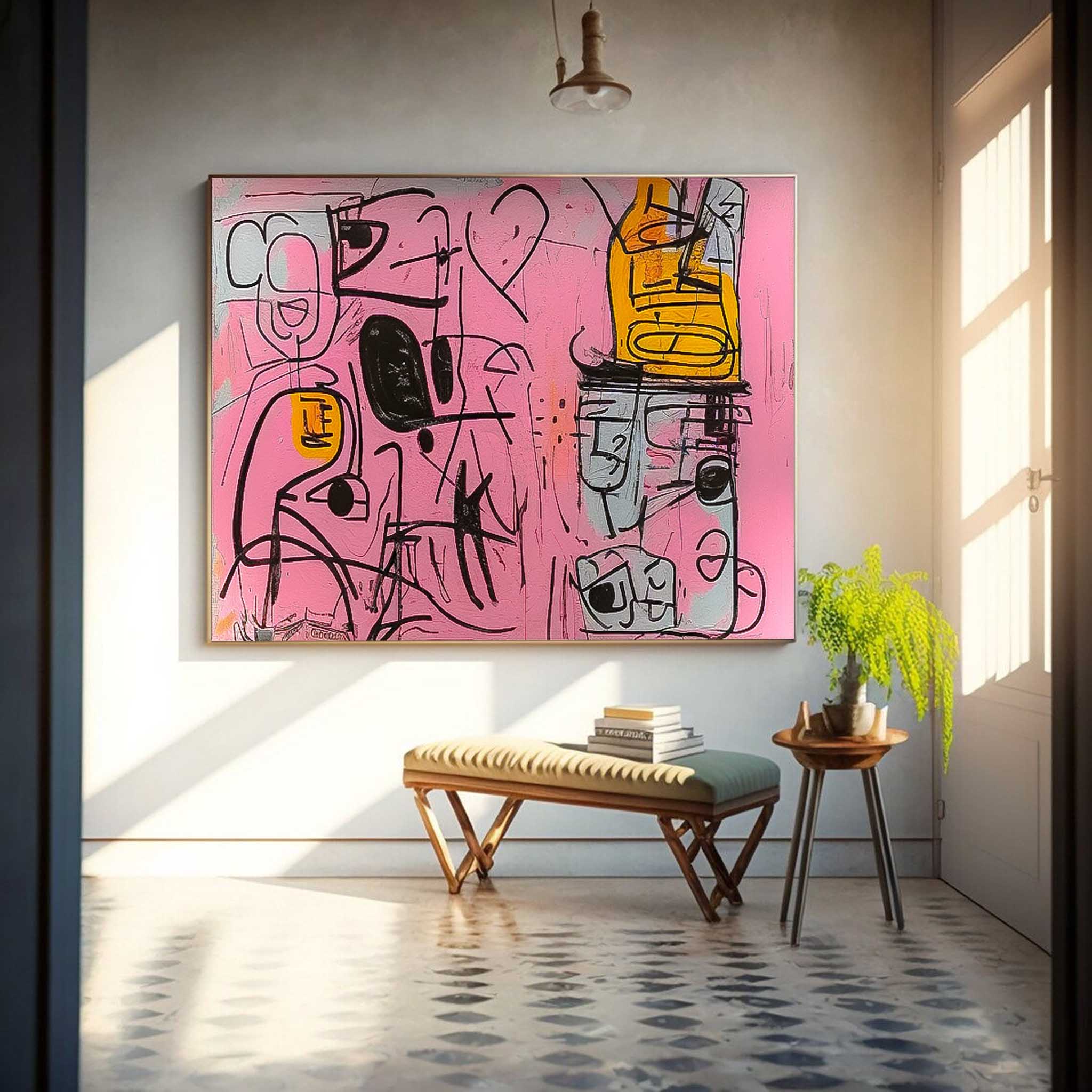 Pink Graffiti Abstract Canvas Wall Art