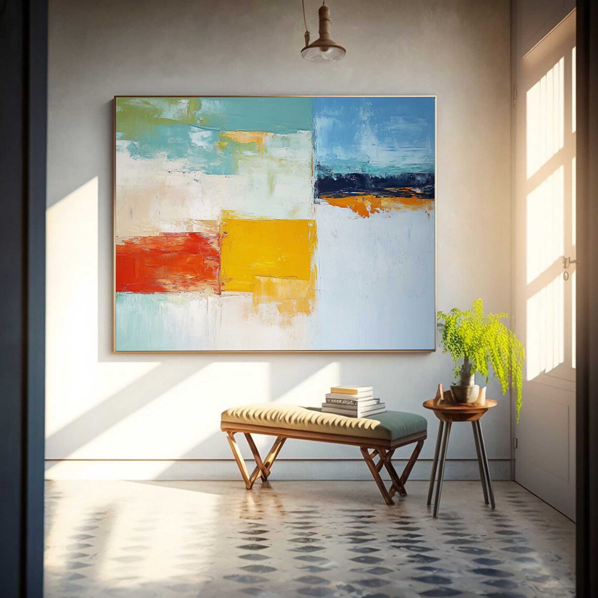 Modern Abstract Color Block Oil Painting
