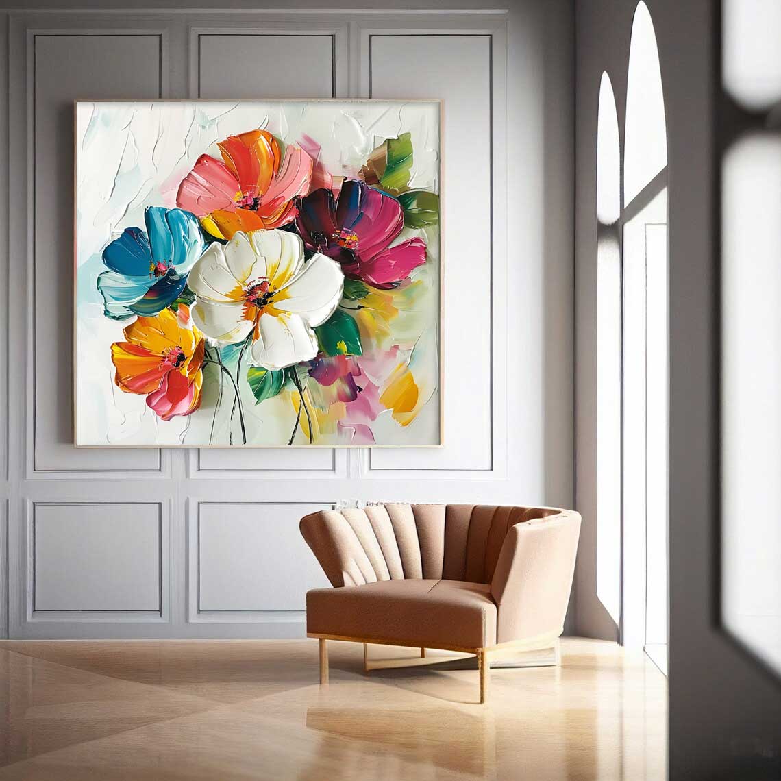 Wall Art Impasto Vibrant Multicolor Floral