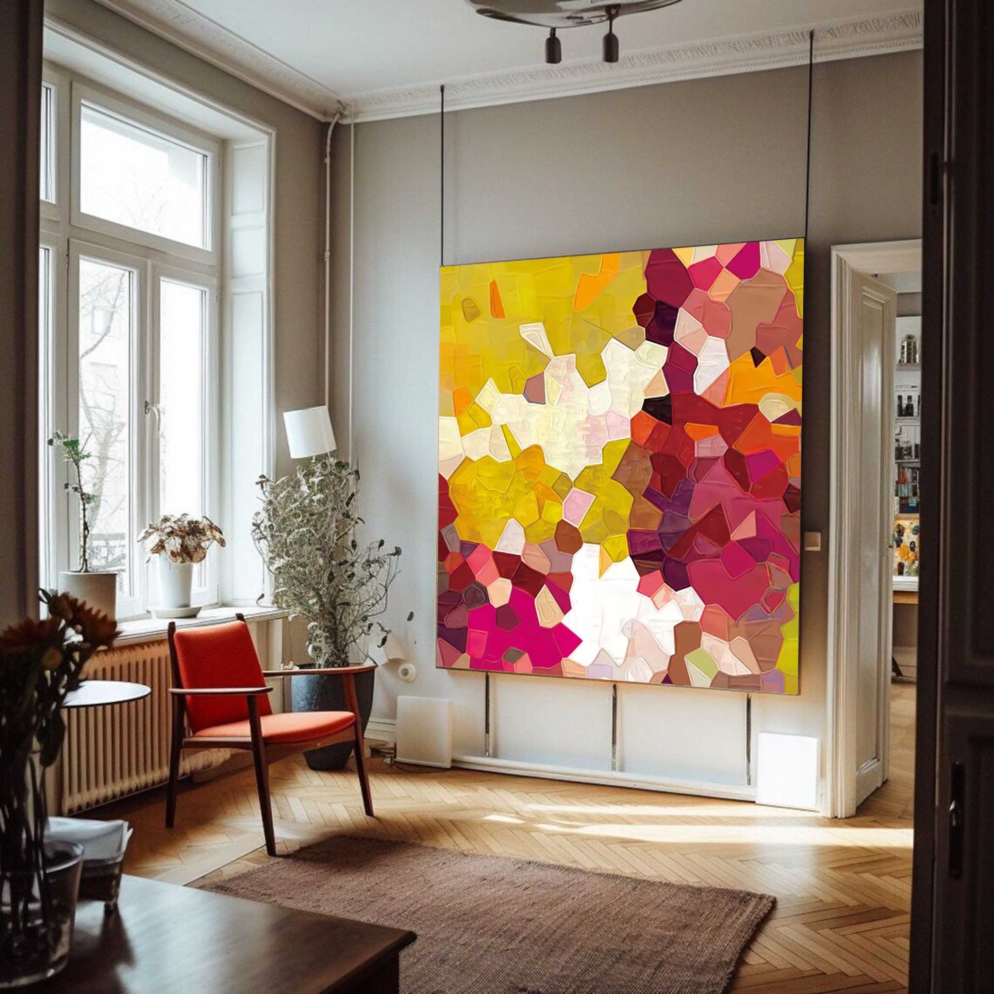 Wall Art Colorful Abstract Impasto Playful