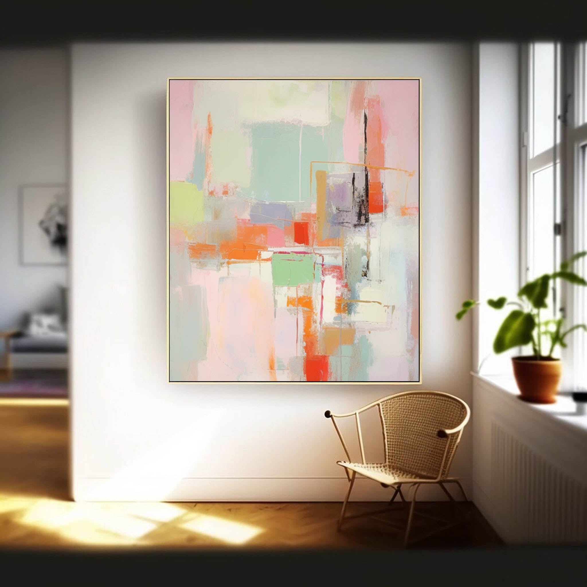 Wall Art Abstract Pastel Geometric Layer