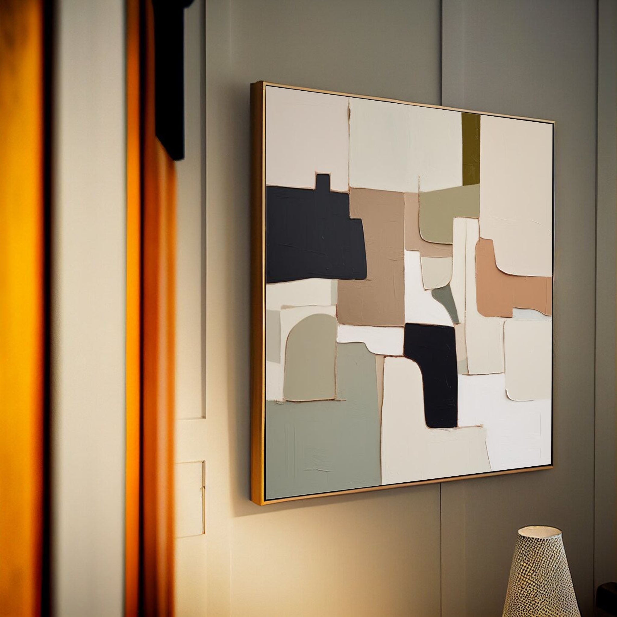 Wall Art Block Abstract Elegant Neutral