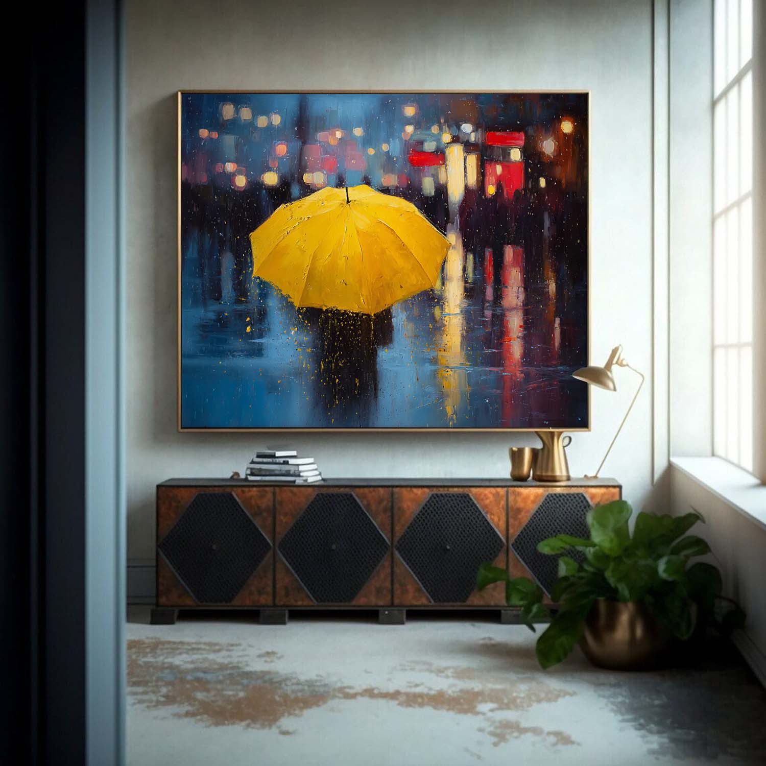 Wall Art People Neo-Impressionist Rainy Cityscape