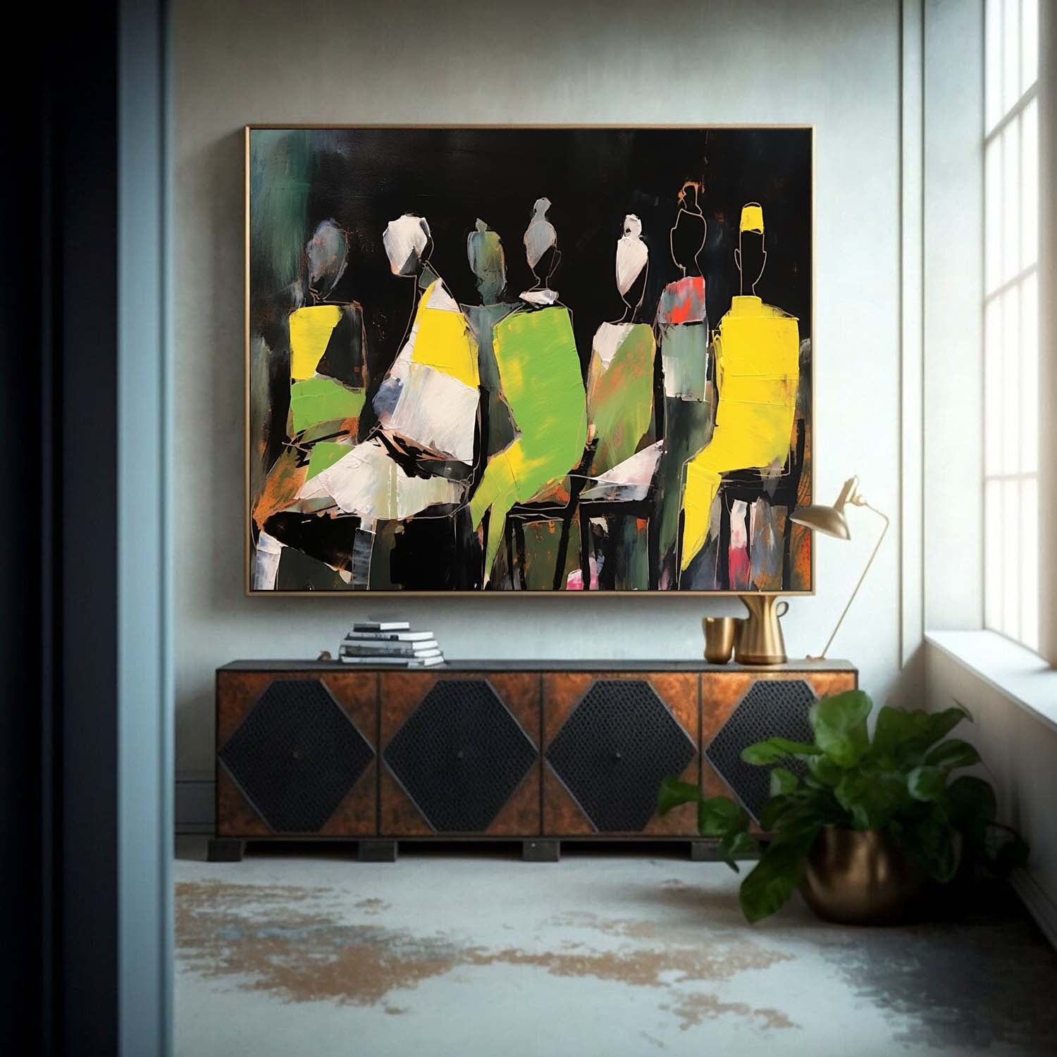 Wall Art Cubist Seated Figures Group