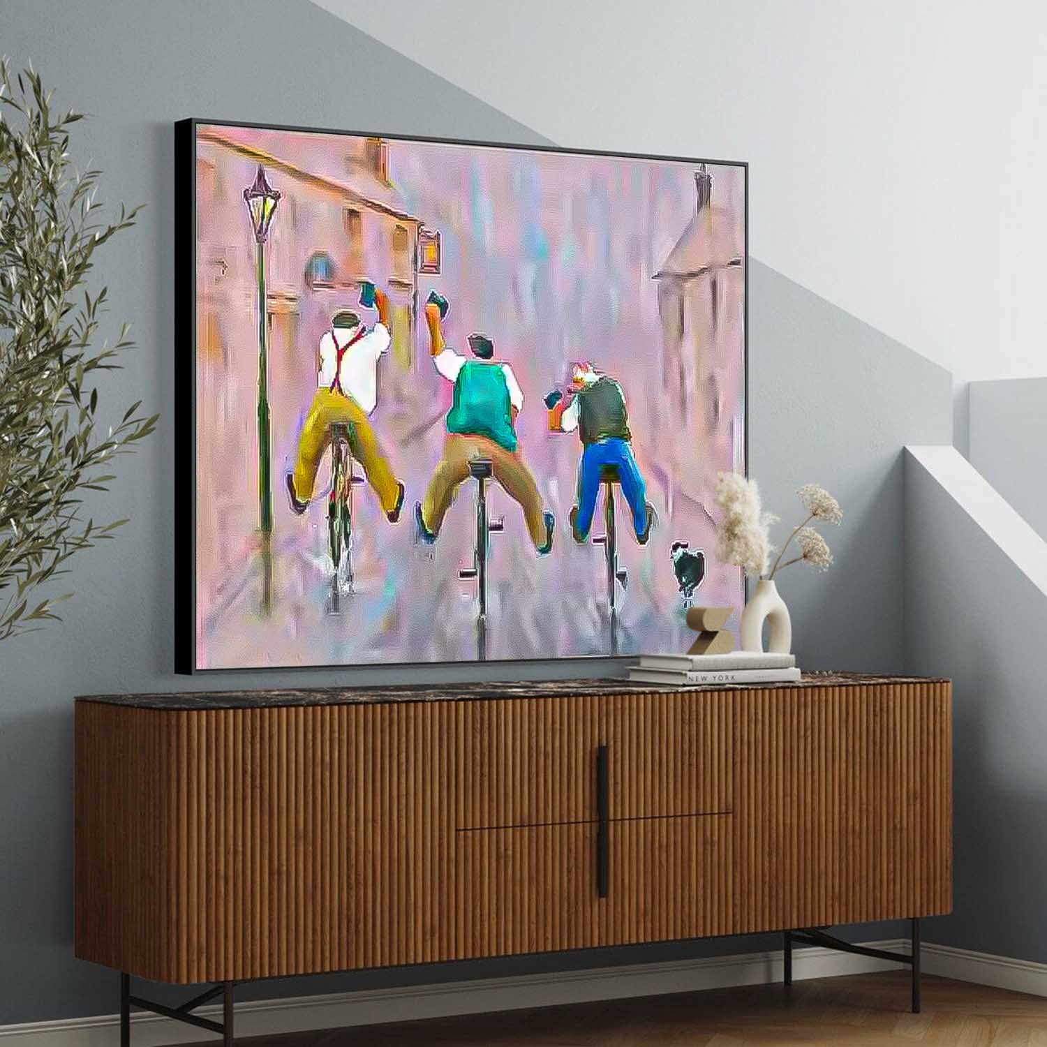 Wall Art Rainy Street People Joyful Design