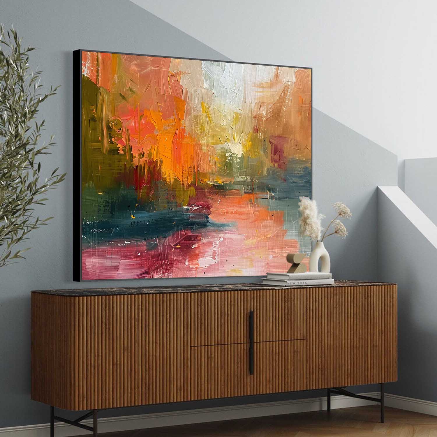 Wall Art Abstract Impasto Autumn Landscape Warm