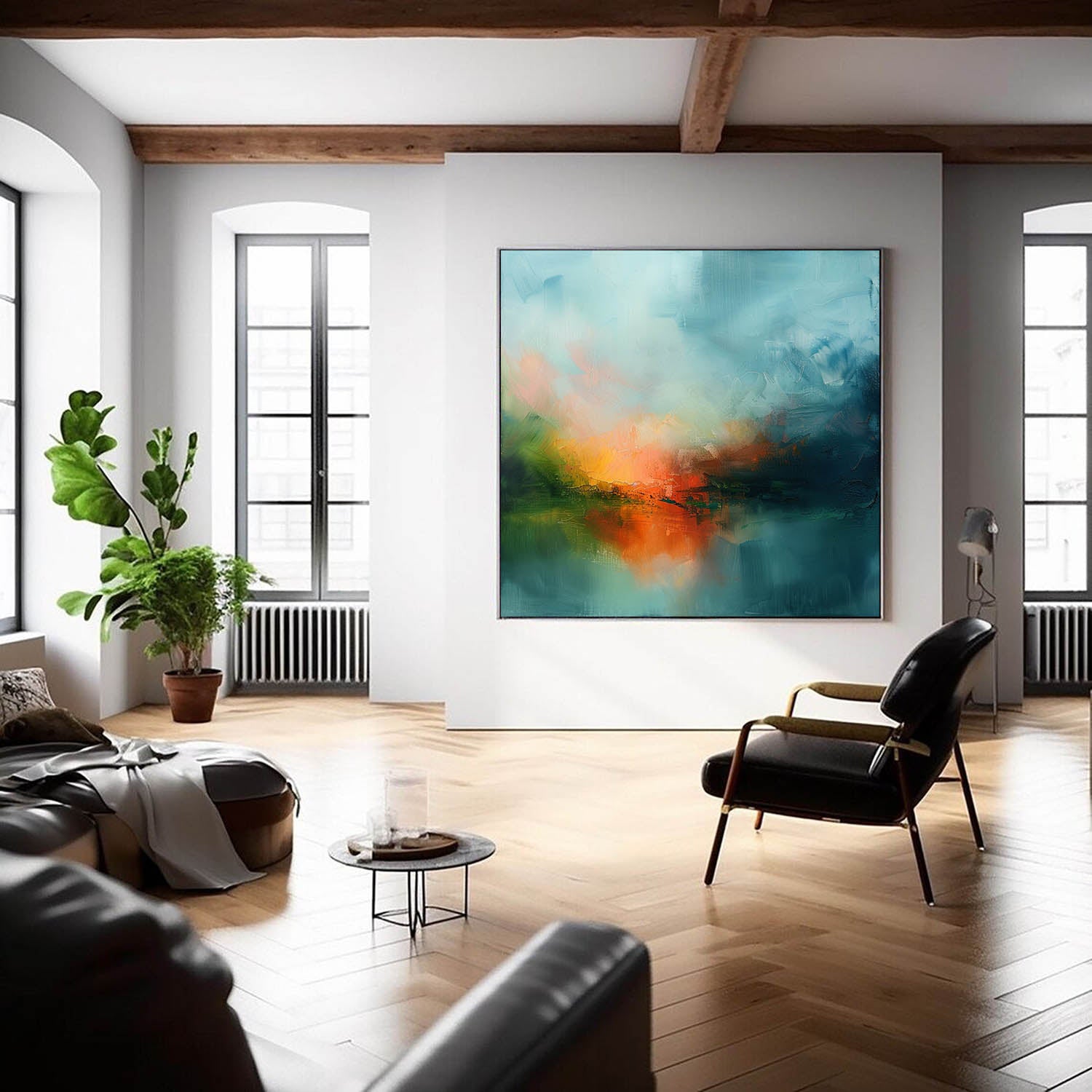 Wall Art Abstract Soft Tone Lake Landscape Modern
