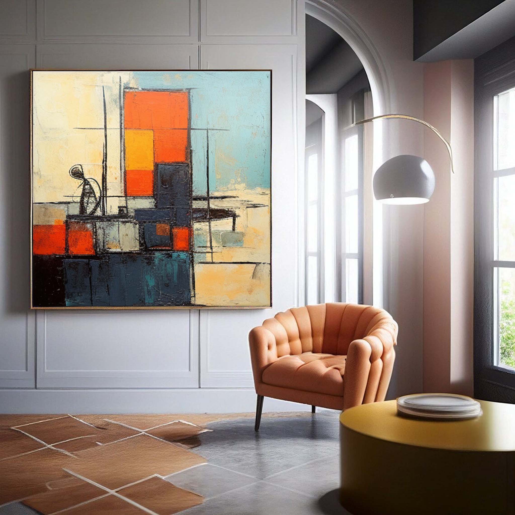 Wall Art Retro Abstract Geometric Linear