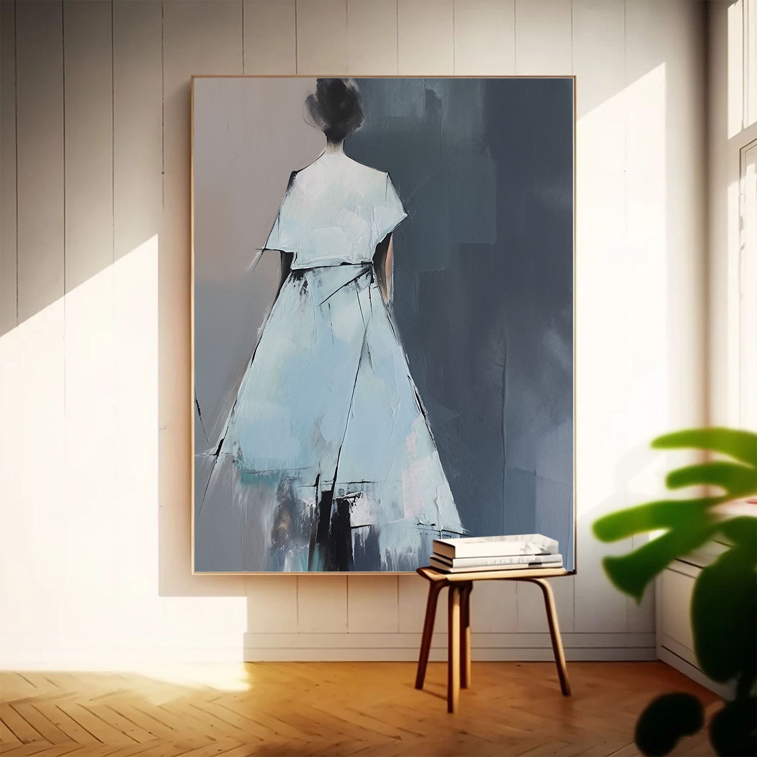 Cool Neutral Palette Lady Figurative Canvas Art