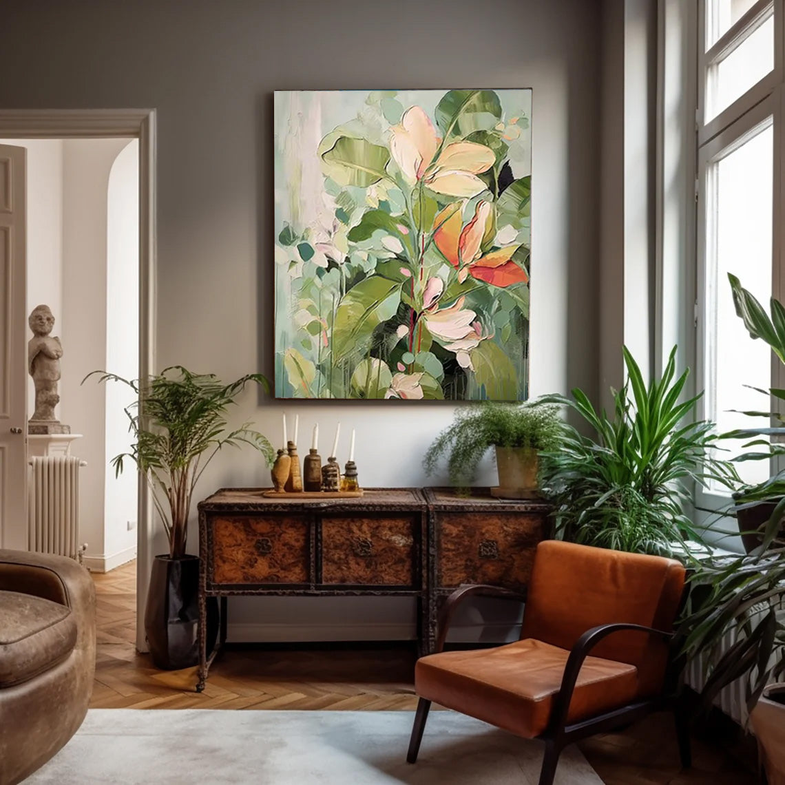 Wall Art Modern Layered Floral Brushwork