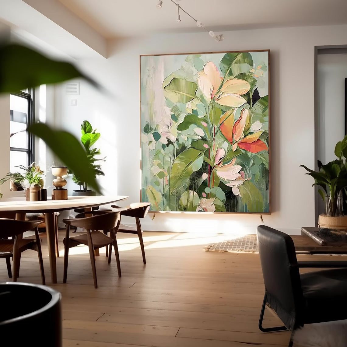 Wall Art Modern Layered Floral Brushwork
