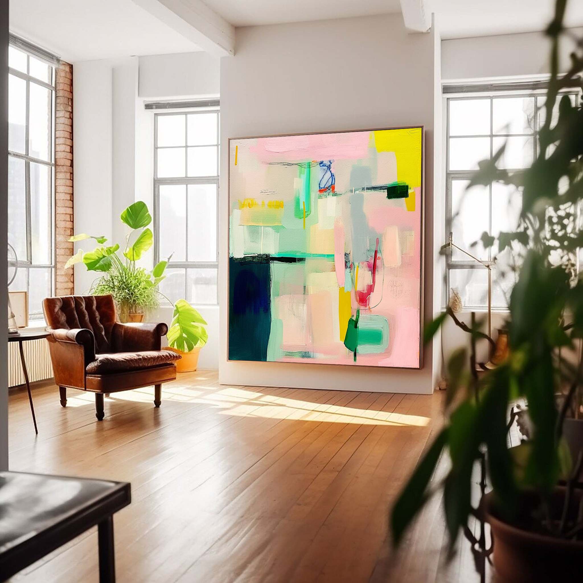 Wall Art Pastel Color Block Decor Abstract