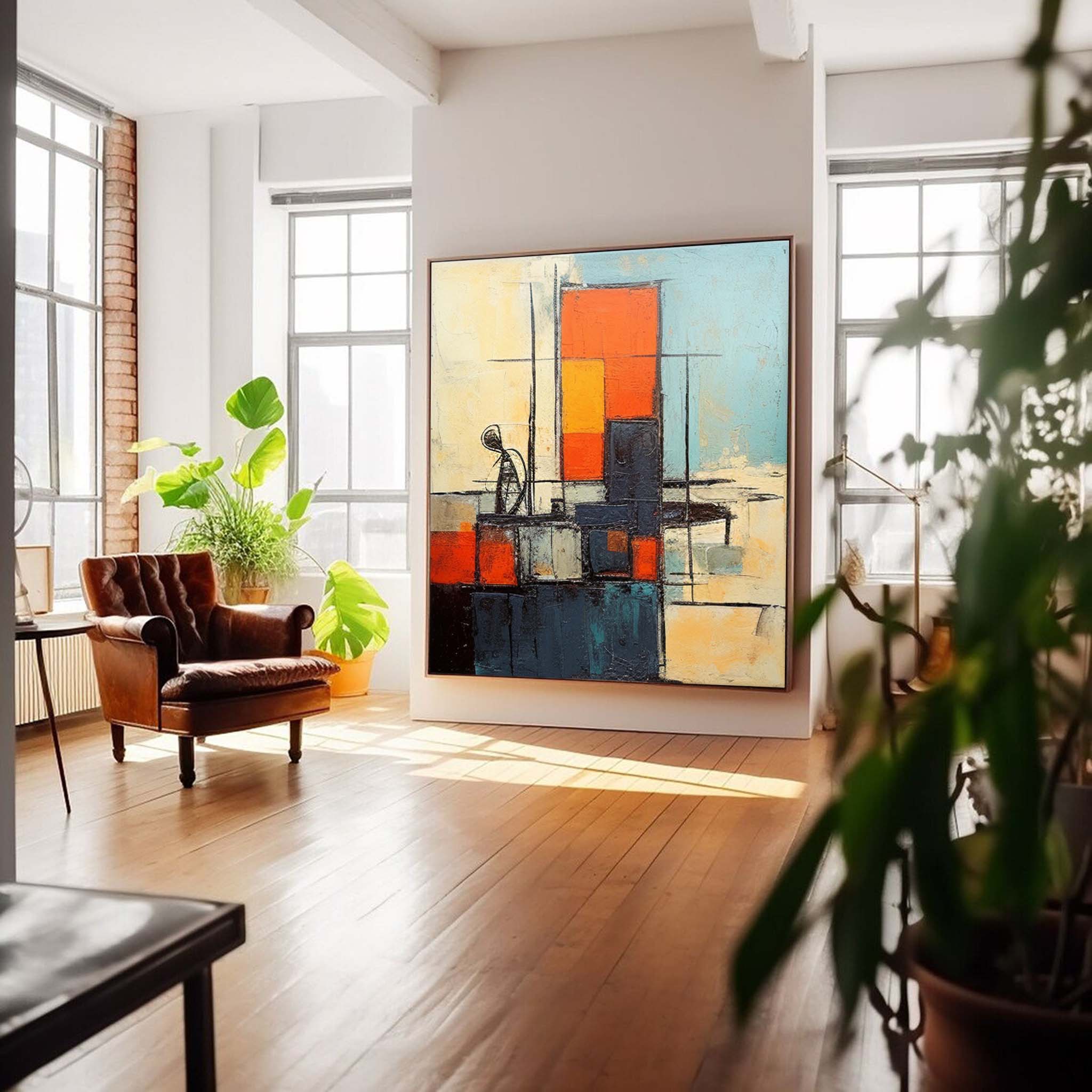 Wall Art Retro Abstract Geometric Linear