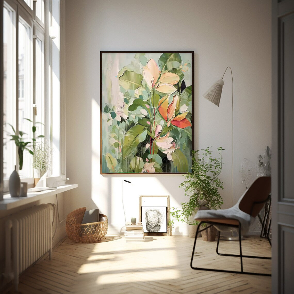 Wall Art Modern Layered Floral Brushwork