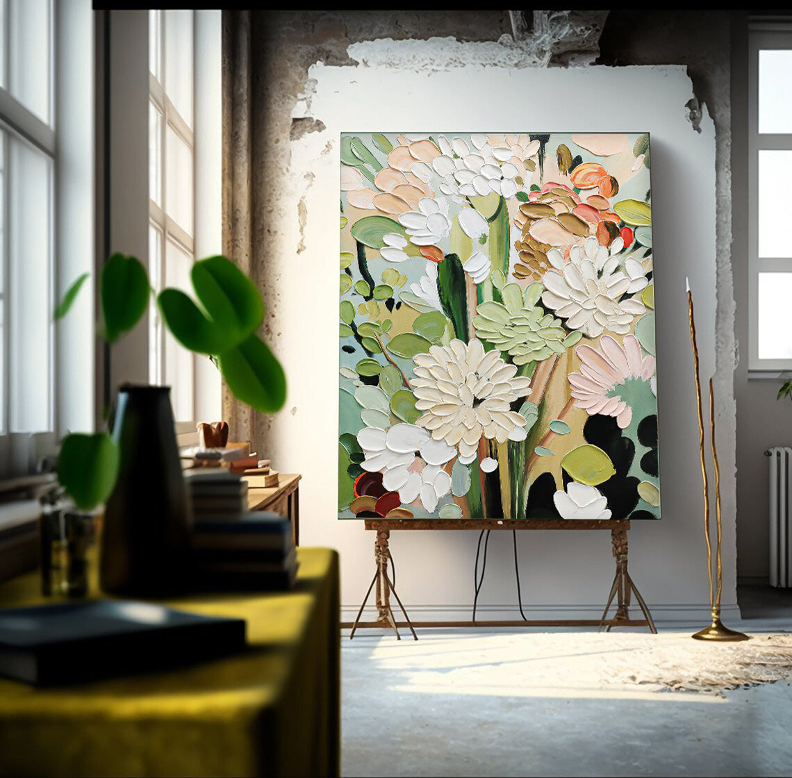 Wall Art Flower Impasto Modern Gentle Vibrant
