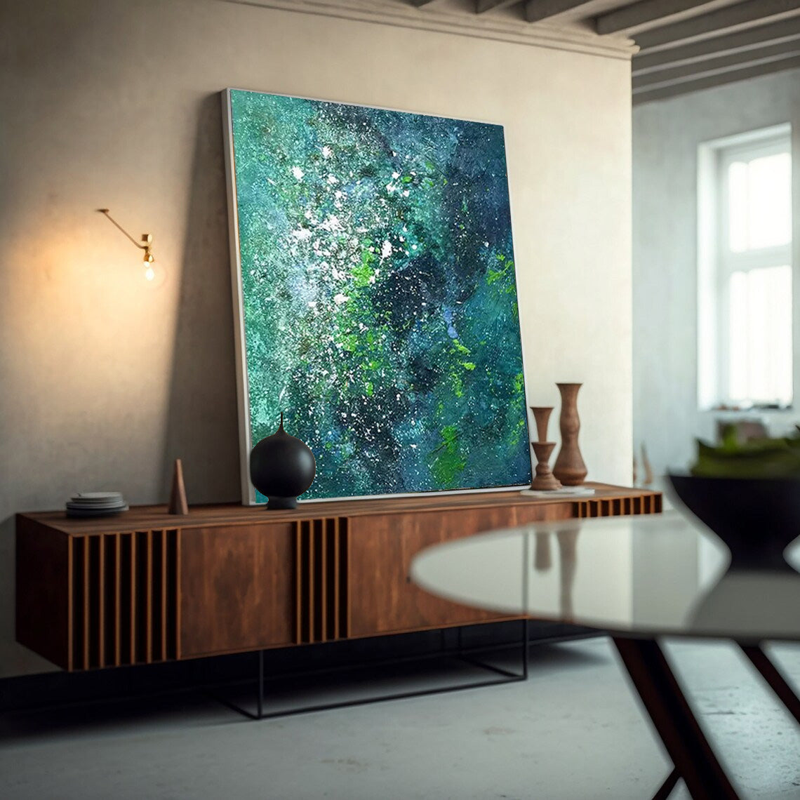 Wall Art Abstract Gradient Green Layer
