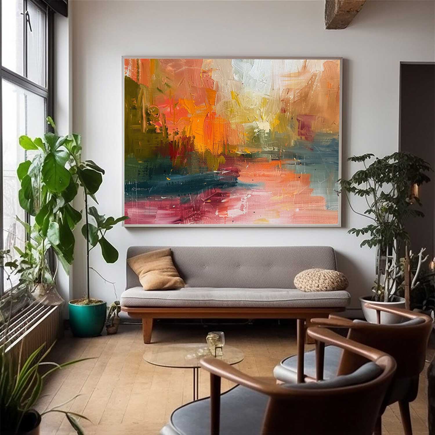 Wall Art Abstract Impasto Autumn Landscape Warm