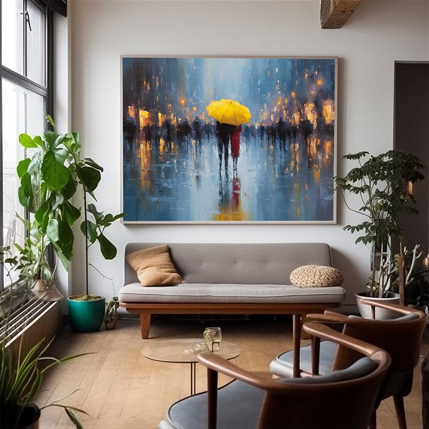 Wall Art People Poignant Romantic Rainy City