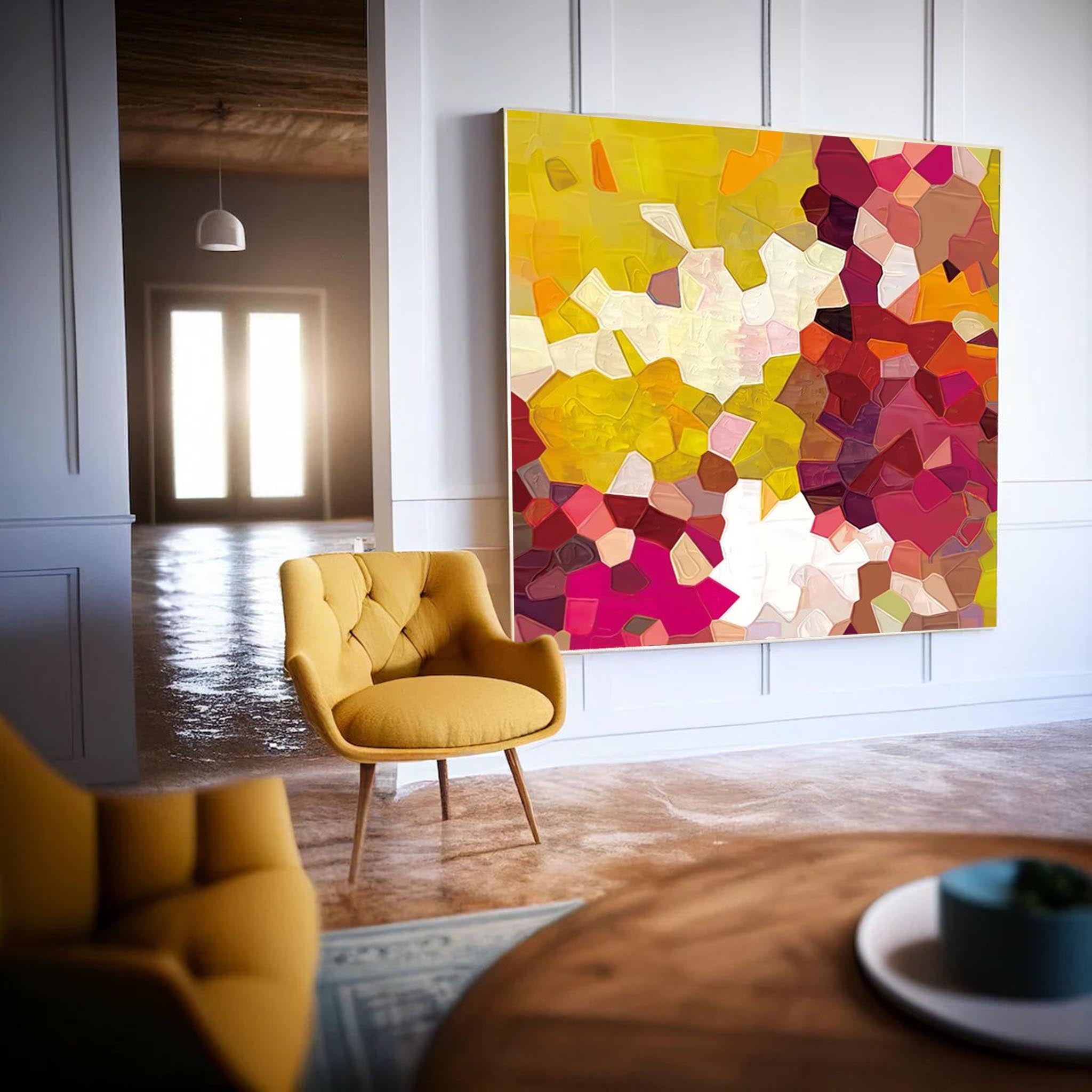 Wall Art Colorful Abstract Impasto Playful