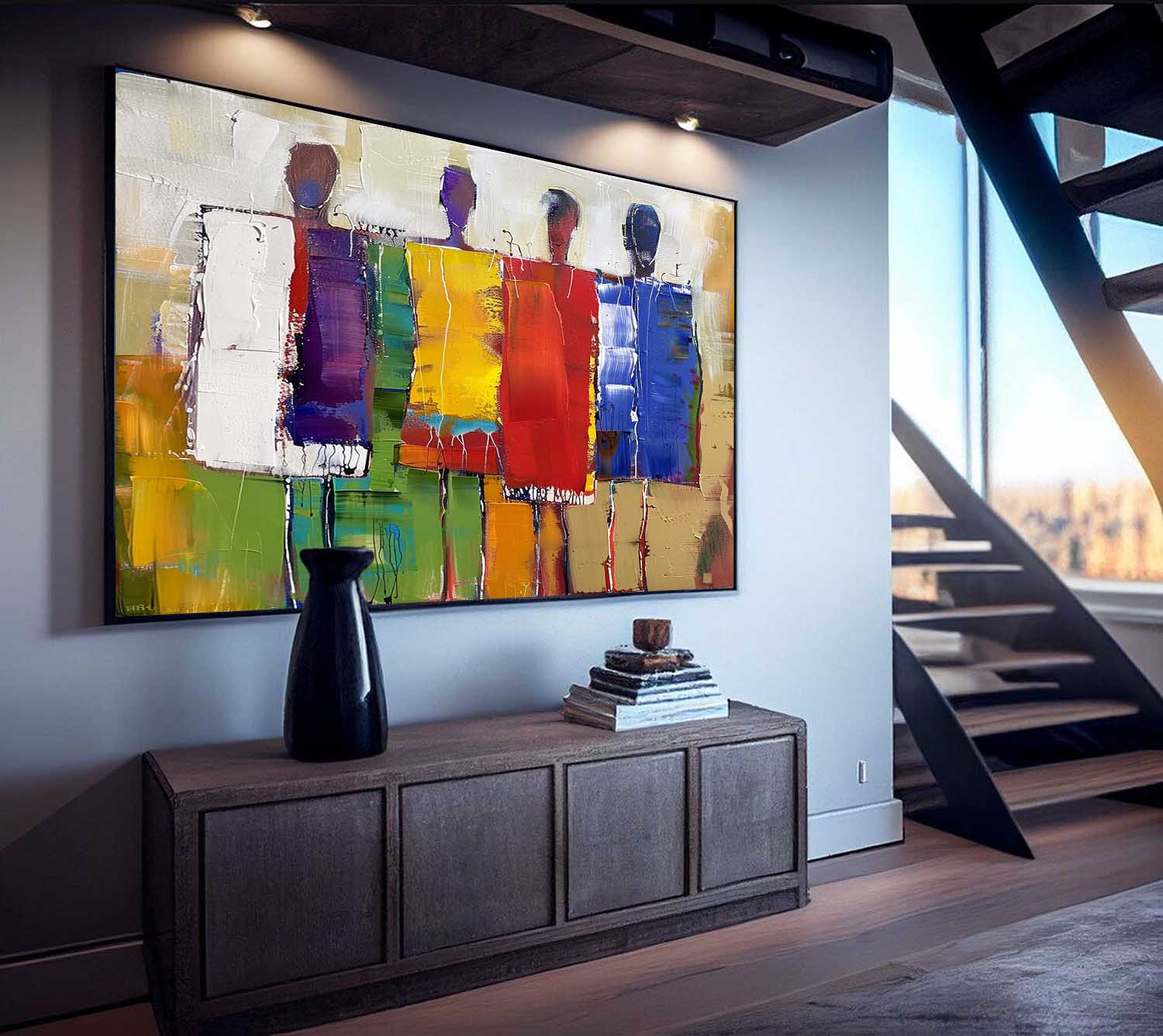 Wall Art Colorful Abstract Four Figures