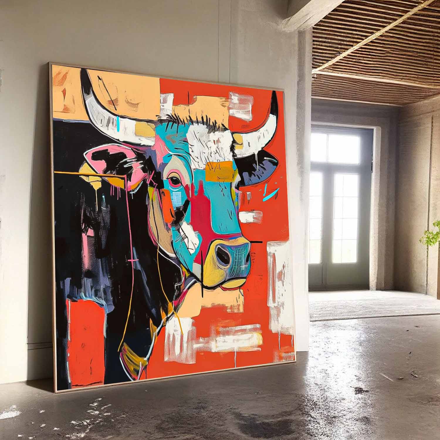 Wall Art Animal Abstract Pop Vibrant Bull