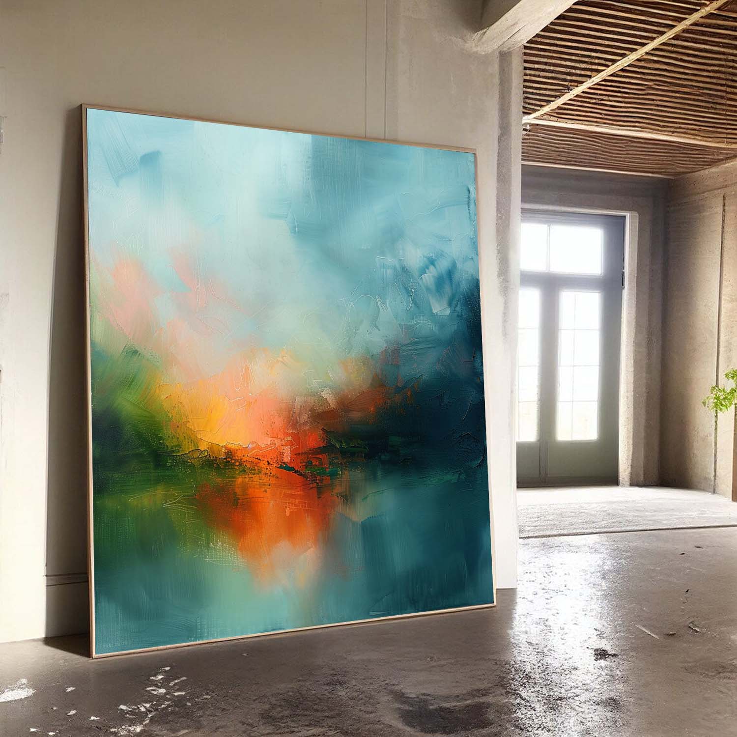 Wall Art Abstract Soft Tone Lake Landscape Modern