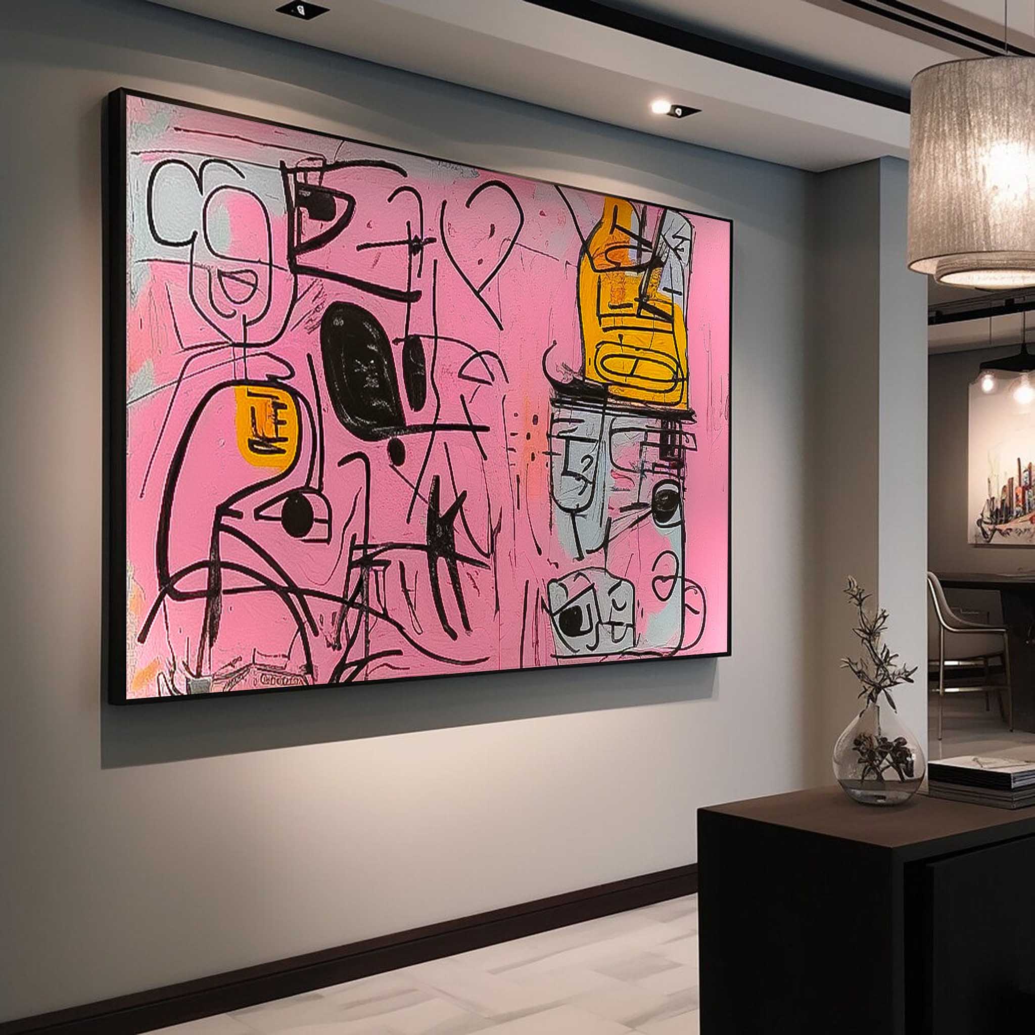 Pink Graffiti Abstract Canvas Wall Art