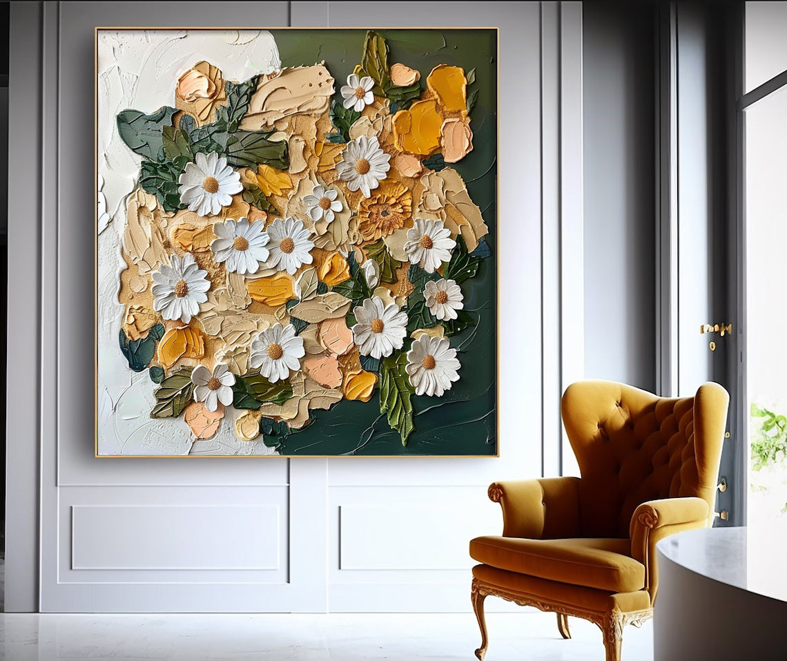 Wall Art Dense Floral Cluster Painterly Scene