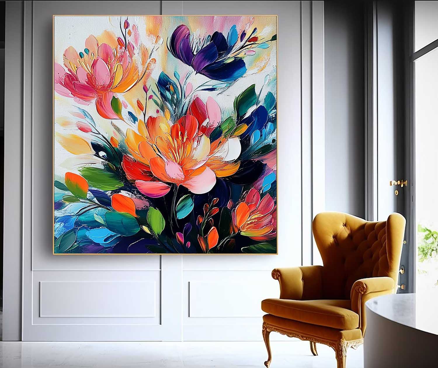 Peony Floral Bouquet Oil Painting