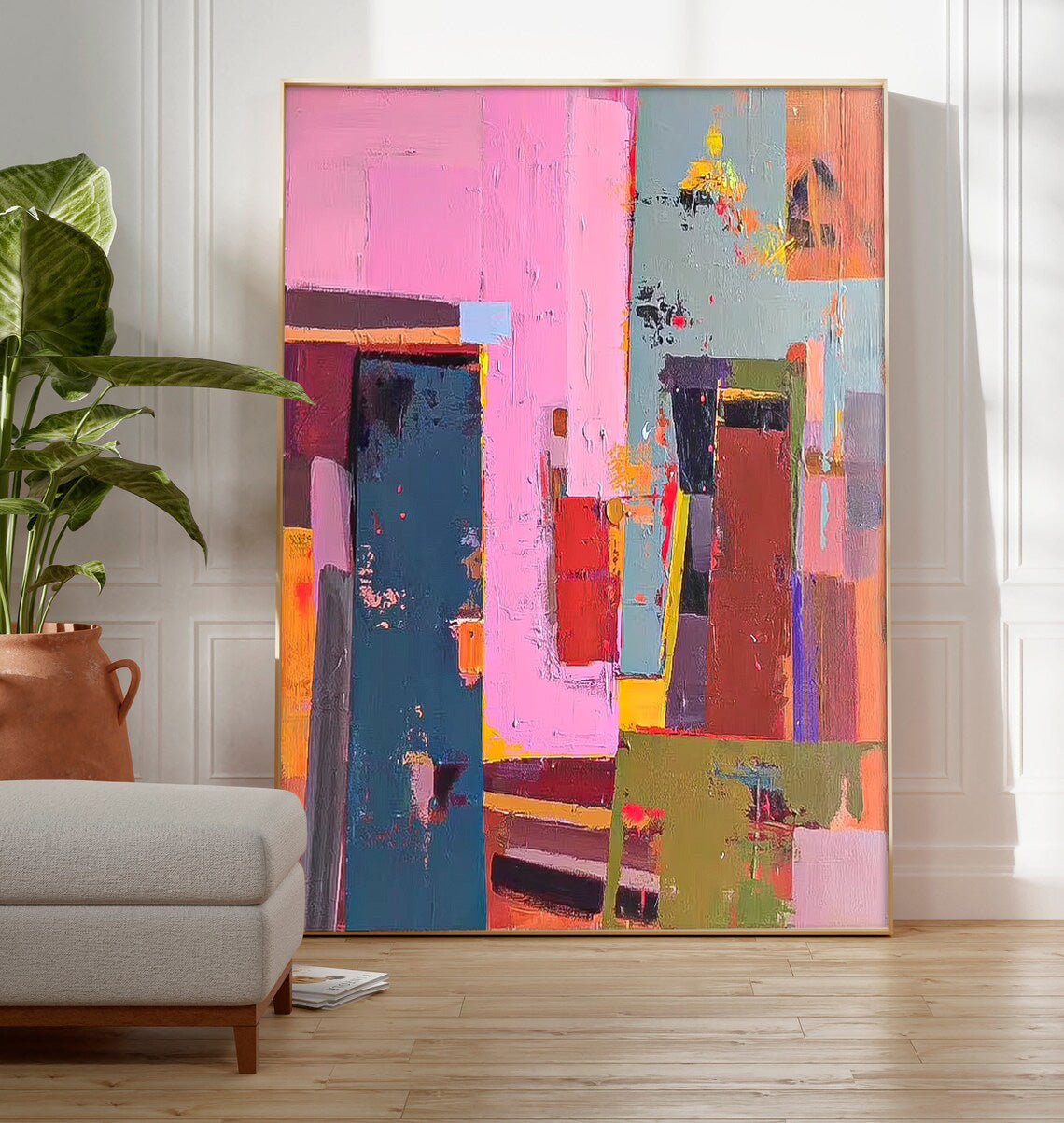 Wall Art Abstract Geometric Maximalist Block