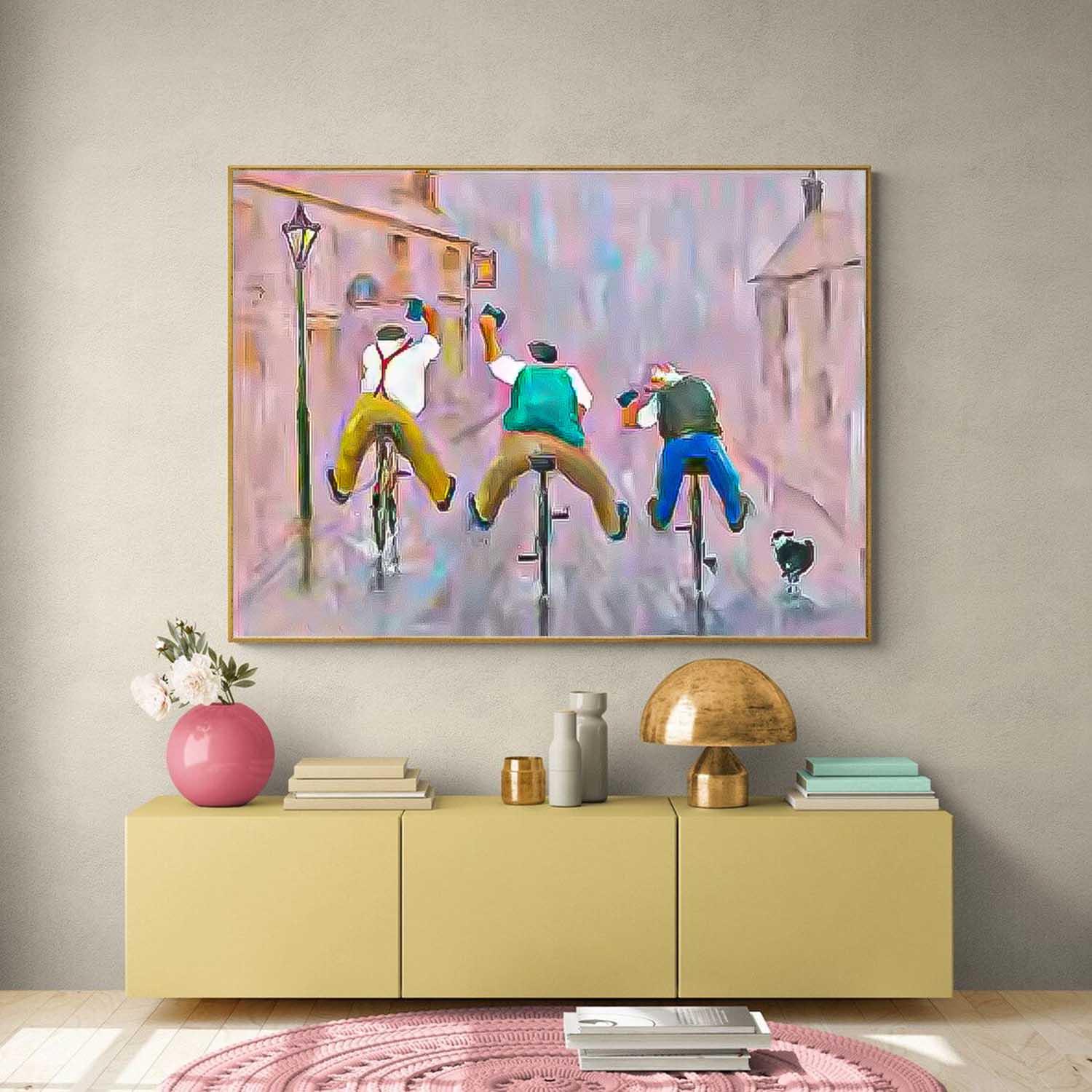 Wall Art Rainy Street People Joyful Design
