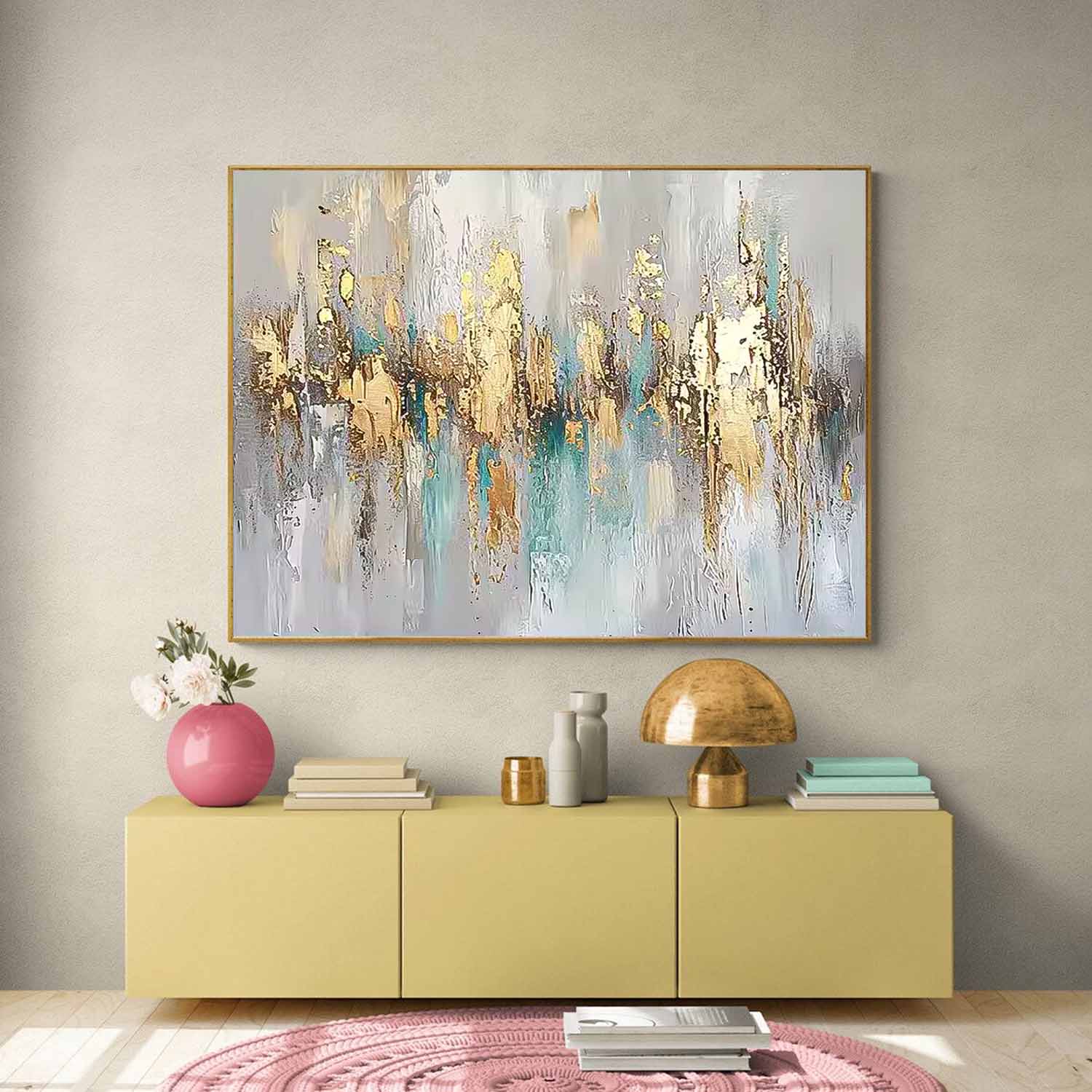 Wall Art Impasto Abstract Metallic Elegant