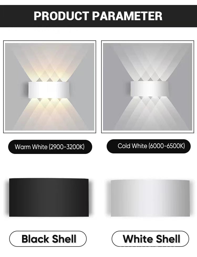Tronix Modern Rectangular Metal Outdoor Wall Lamp, Black/White, Water-wave - Neutralighting
