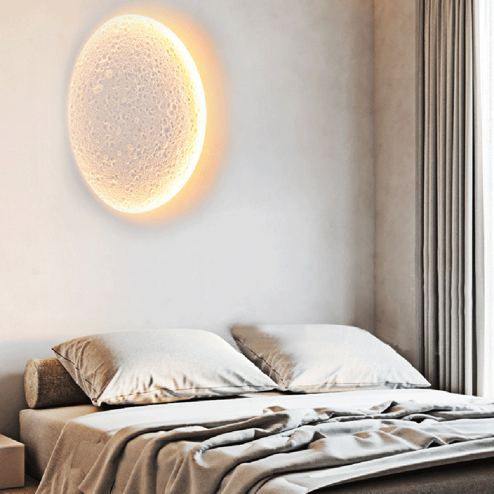 Aria Decorative Moon Metal/Gypsum Wall Lamp, White - Neutralighting
