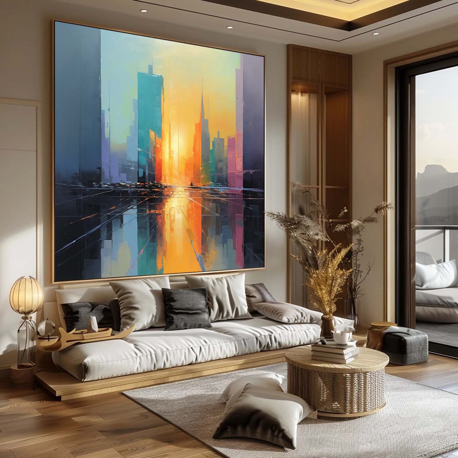 Wall Art Colorful Geometric Japandi Aesthetic Linen