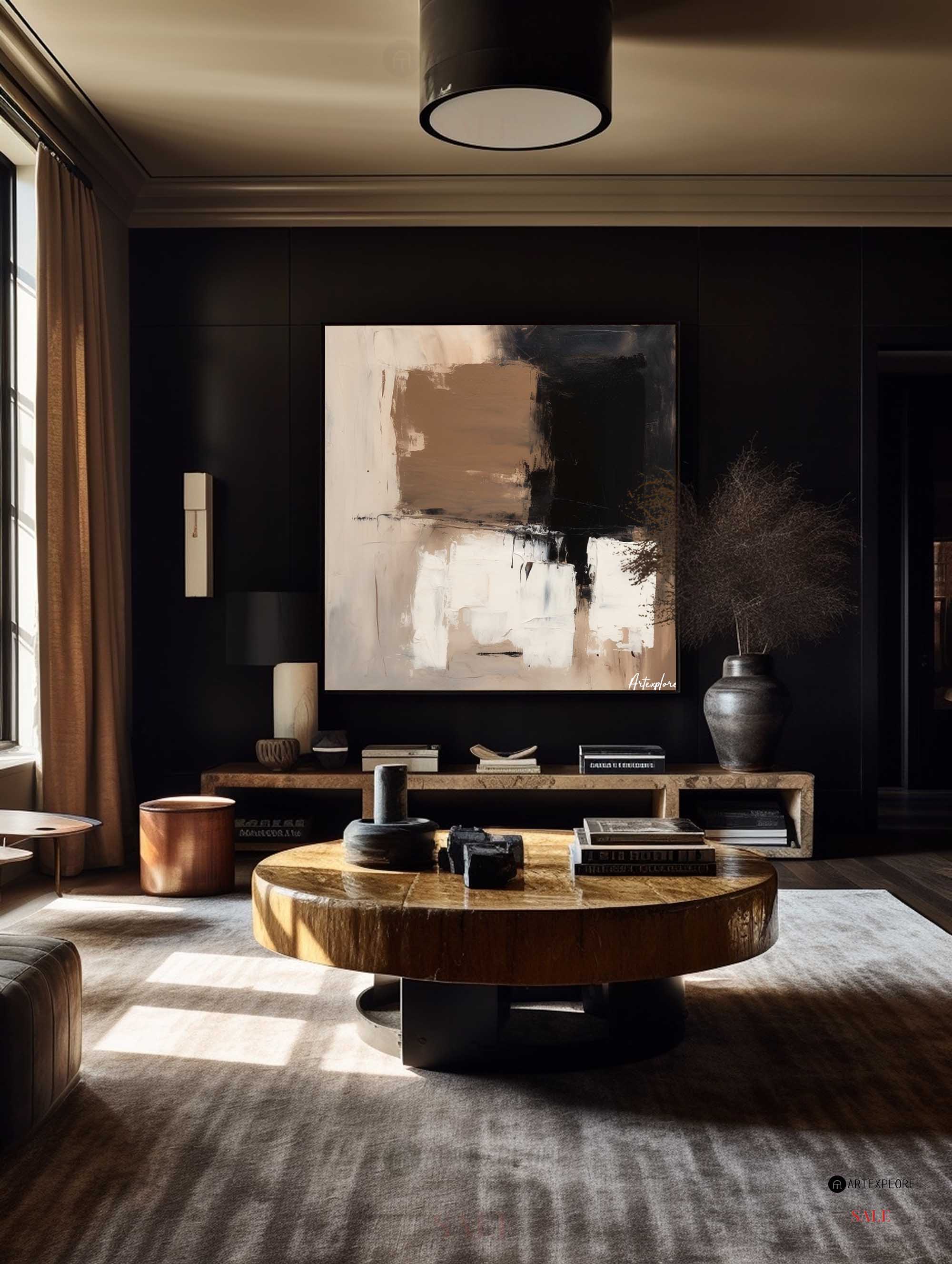 Brown Black Abstract Textured Painting