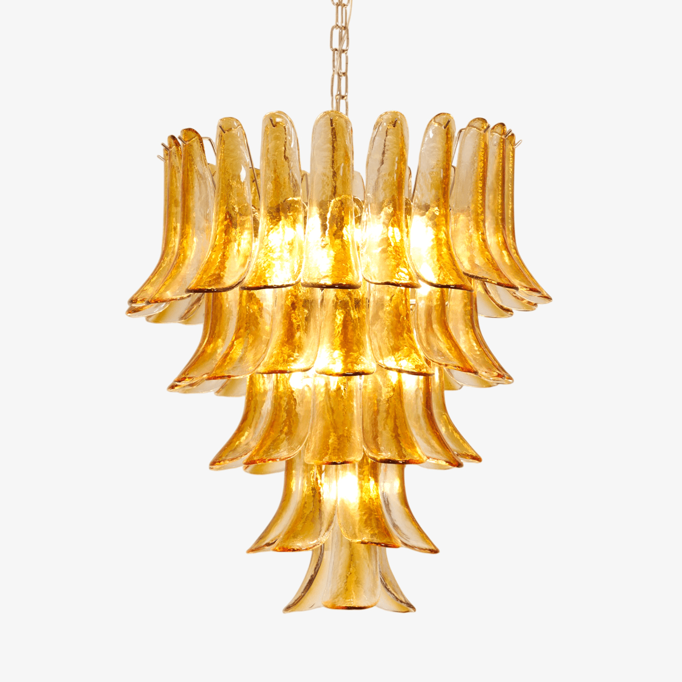 Aurora Chandelier Amber Lily Murano Glass Layered Centerpiece