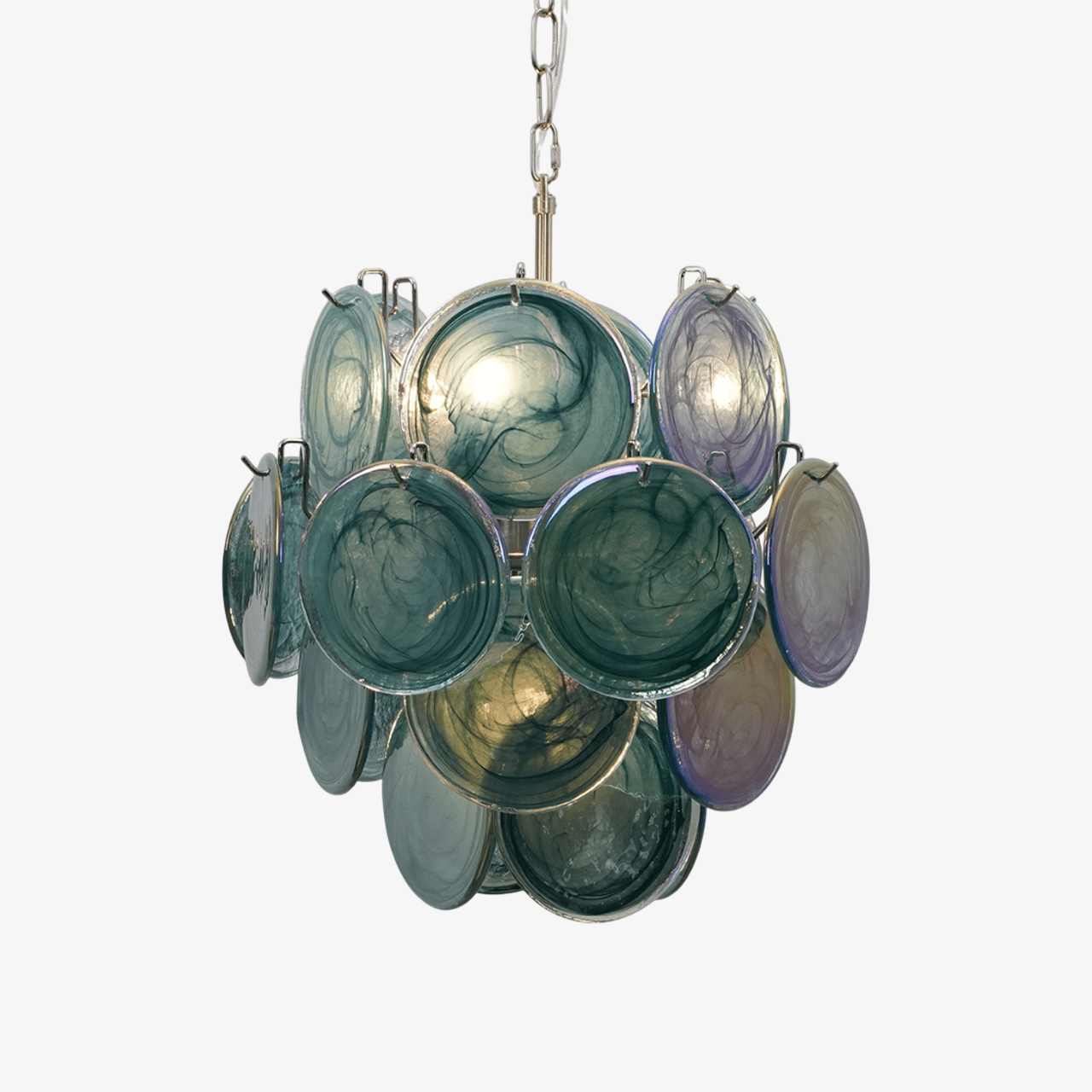 Aurora Chandelier Multicolor Murano Disc Layered Artistic